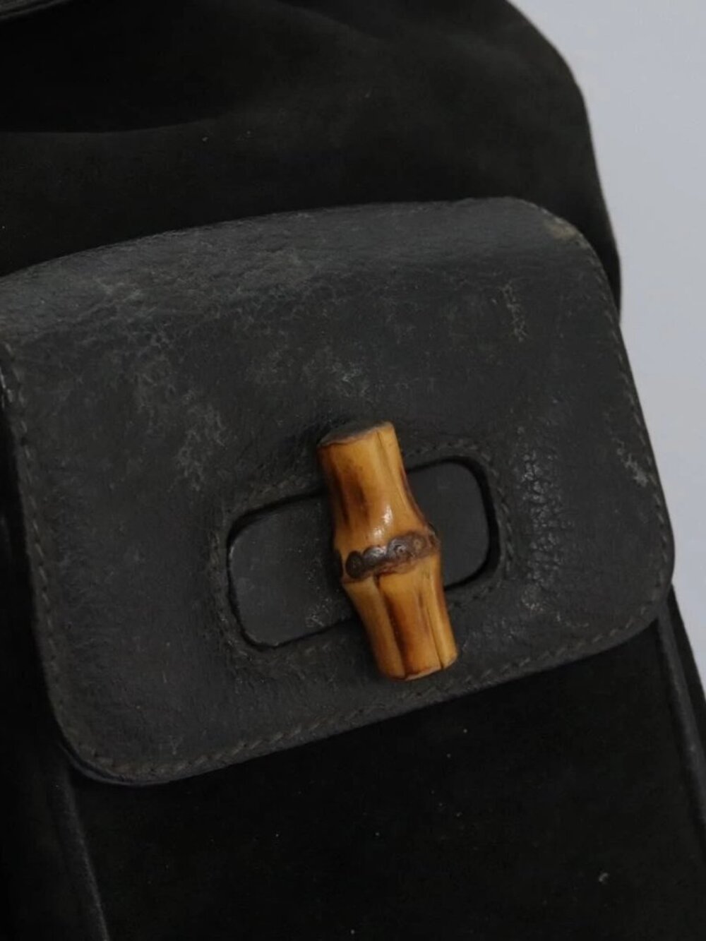 GUCCI Bamboo Backpack Suede Black Gold 003 1998 0016 Auth th6031 - Picture 15 of 16